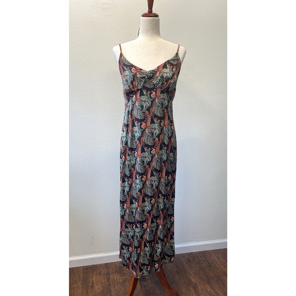 Anthropologie x Temperley London Maxi Slip Dress Size 8 Tropical Black Print - Picture 1 of 9